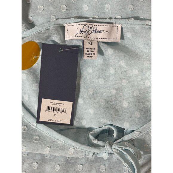 NEW Libby Edelman Womens XL Blue Swiss Dot Blouse Cold Sholder Summer top Boho - Picture 8 of 14
